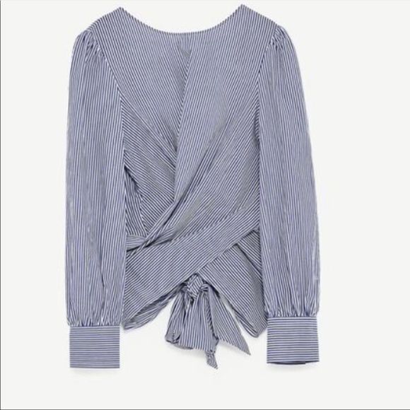 ZARA Wrap blouse with backless bow back - Picture 6 of 9